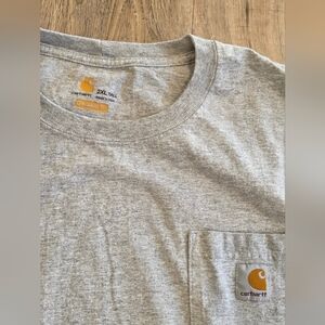 Carhartt Pocket T-Shirt Grey Mens 2XL Tall Original Fit Long Sleeve Workwear